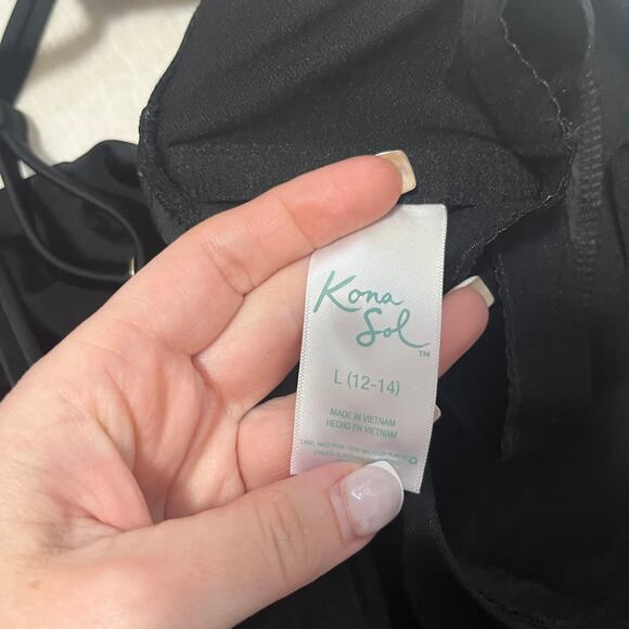 Kona Sol Black One Shoulder One Piece Bathing Suit Size Large - Picture 7 of 7